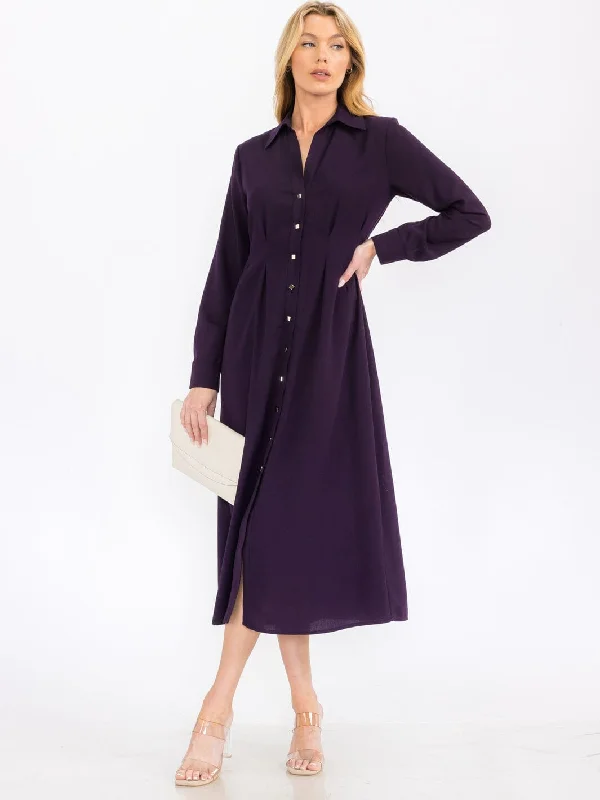 Women's Outfit Luxury Fashion Discounts WOMEN'S LONG SLEEVE BUTTON UP MAXI DRESS