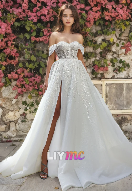 Women's Wardrobe Apparel Fashion Sale Off-Shoulder Strapless Appliques A-Line Wedding Dress Women's Wardrobe Apparel Fashion Sale Off-Shoulder Strapless Appliques A-Line Wedding Dress