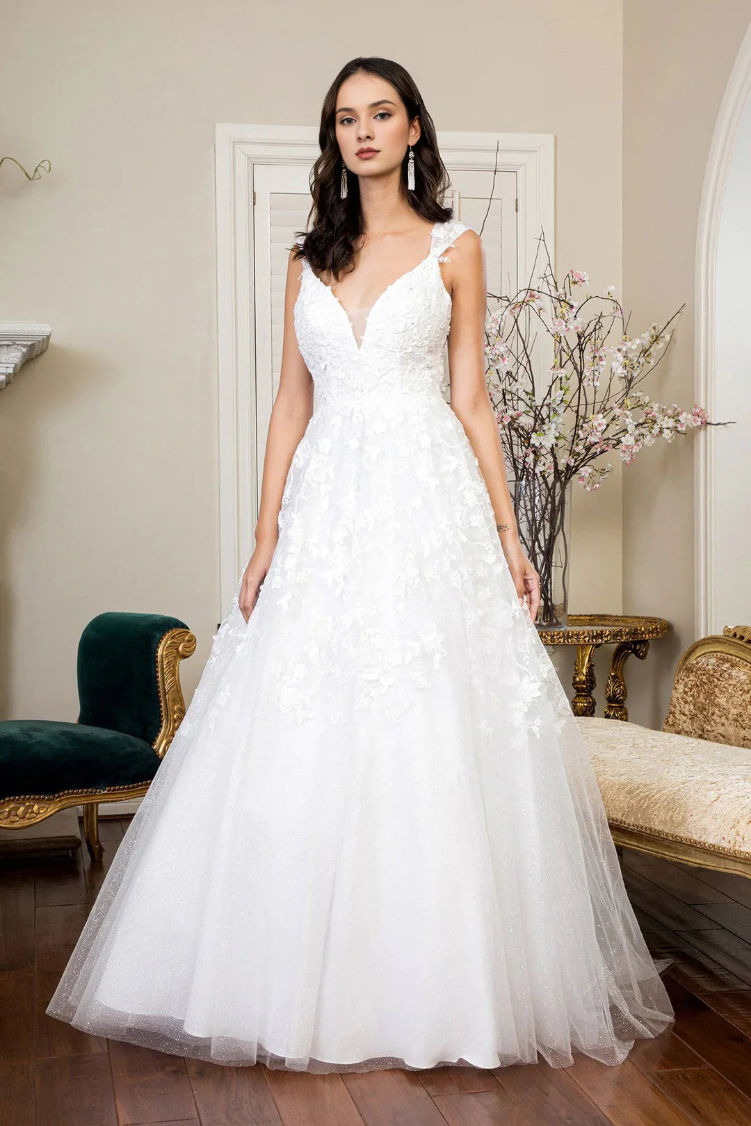 Women's Active Garments For Workouts Trendy Threads 3D floral embroidery long V-neck wedding dress Women's Active Garments For Workouts Trendy Threads 3D floral embroidery long V-neck wedding dress