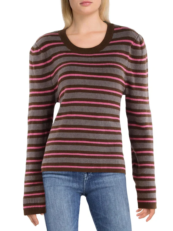 Plus-Size Women's Garments Forward Trendsetter Womens Striped Mock Neck Pullover Sweater