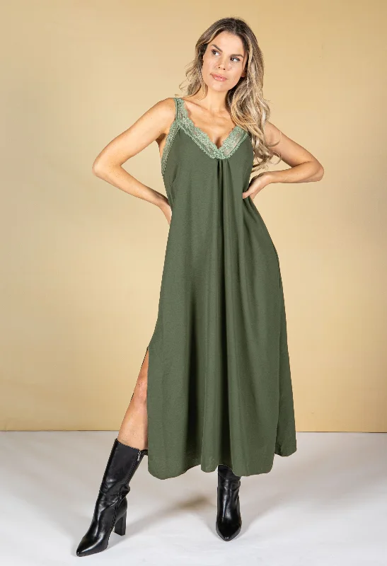 Women's Clothes For Work Events Budget-Friendly Fashion Lace Neckline Maxi Dress