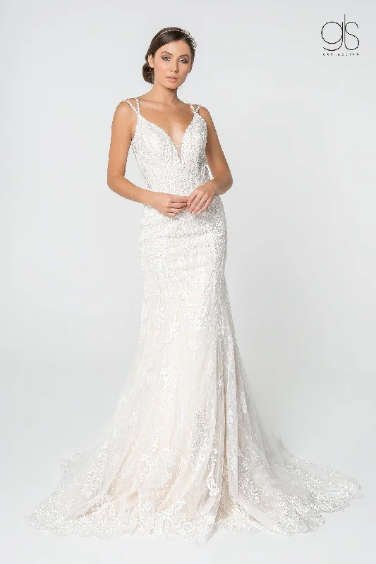 Timeless Women's Outfit Special Offers Long Simple Wedding Dress Lace Bridal Gown