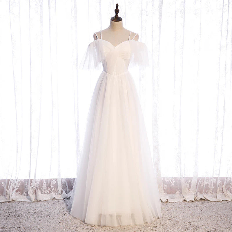 Women's Tops And Clothing Must Haves Wedding Dress A Line Bead String Shoulder Straps Tulle Long Simple Formal Wear Dresses