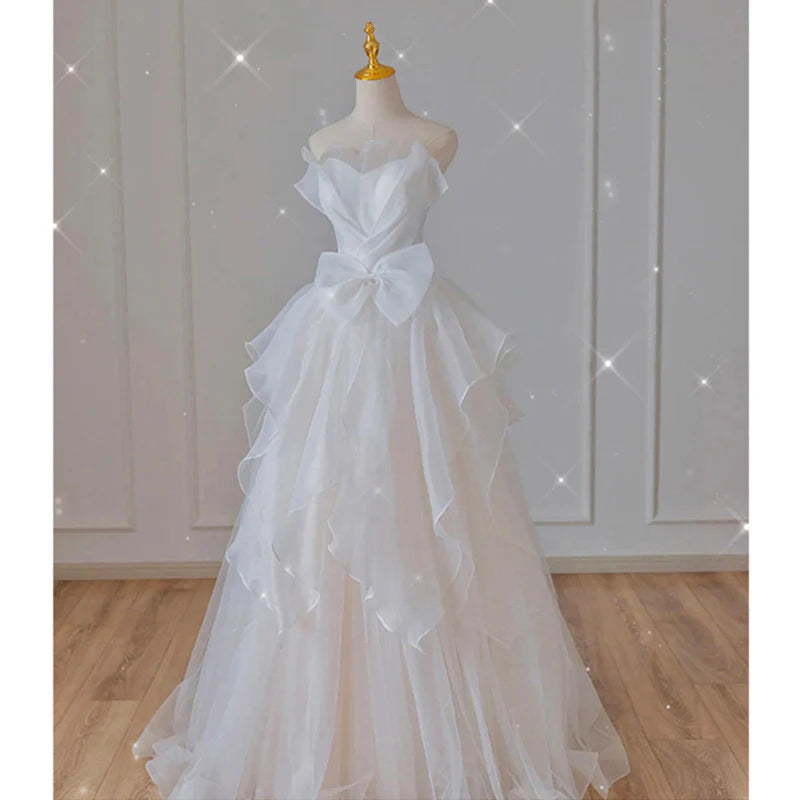 Women's Elegant Garments Stylish Looks Wedding Dress French Strapless Layered Fantastic Wedding Gown Bow Tie Long Formal Wear Dresses Women's Elegant Garments Stylish Looks Wedding Dress French Strapless Layered Fantastic Wedding Gown Bow Tie Long Formal Wear Dresses