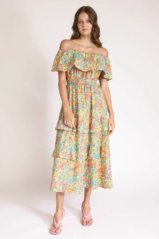 Women's Floral Print Outfit Classy Style Discounts Lola Off Shoulder Dress