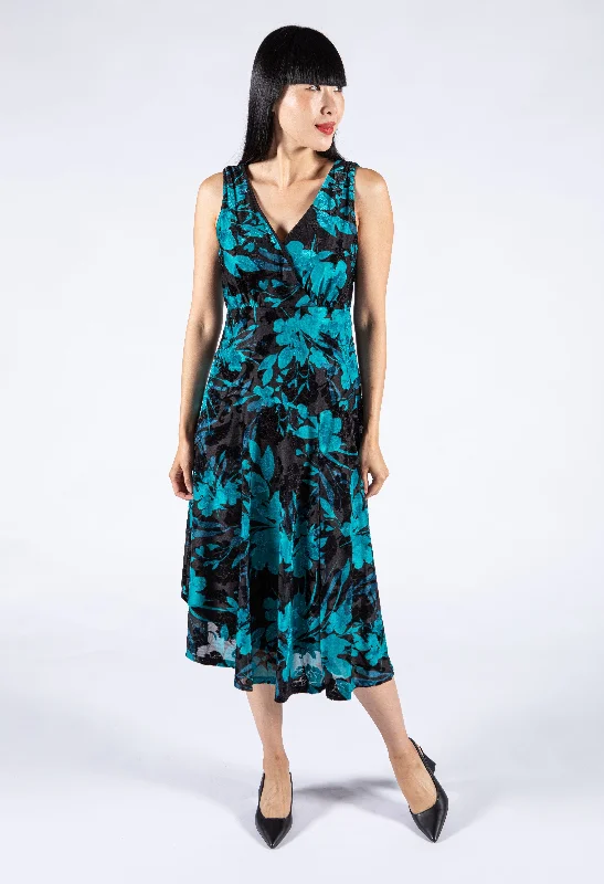 Women's Trendy Clothing Special Offers Velvet Detail Floral Dress