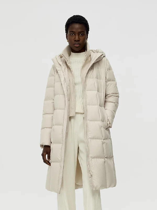 Women's Holiday Clothing Patchwork Hooded Long Goose Down Coat