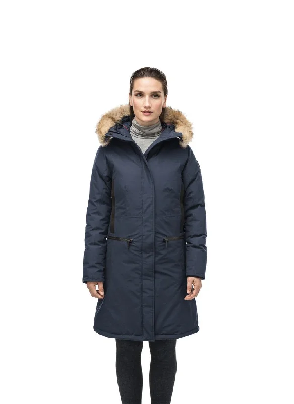 Sustainable Women's Apparel Nobis ALISSA LADIES MIDI FITTED PARKA NAVY