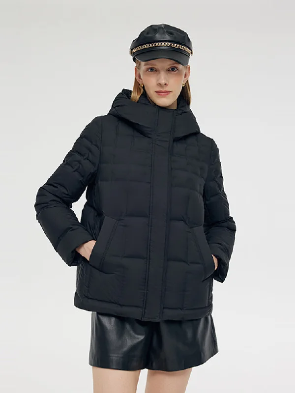 Women's High-End Clothing Hooded Pockets Goose Down Jacket
