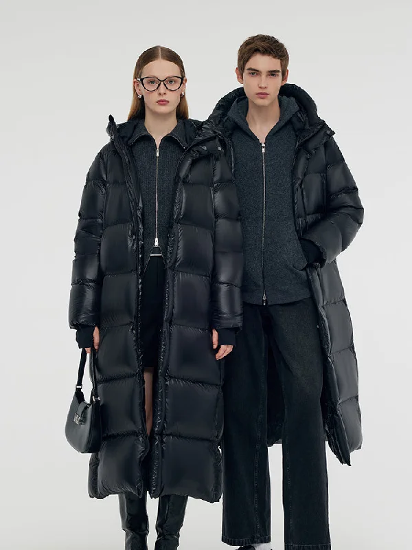 Women's Professional Garments Windproof Warm Hooded Long Goose Down Coat