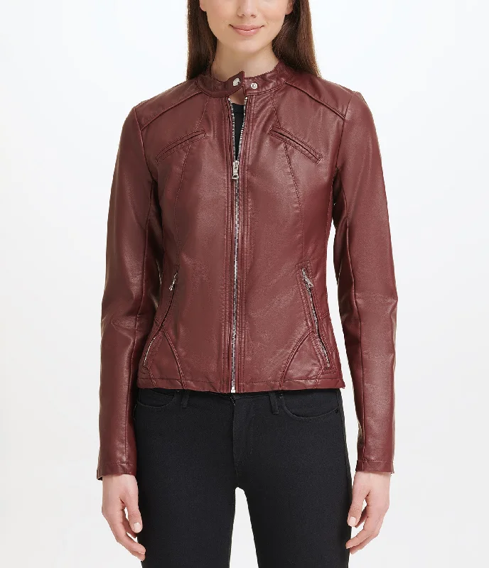 Big Discounts On Premium Fashion Collections Faux Leather Scuba Jacket