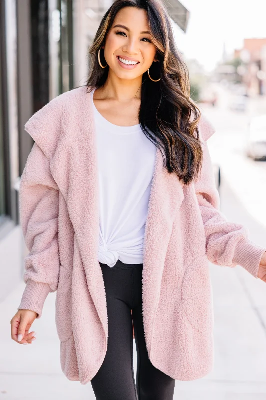 Women's High-Fashion Outfit All About The Glam Mauve Pink Faux Fur Jacket