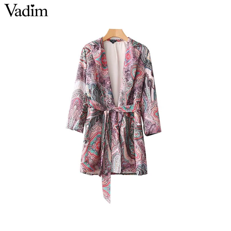 Chic Women's Garments Vadim fashion paisley pattern kimono coat open stitch bow tie sashes long sleeve outerwear ladies summer loose tops CA013