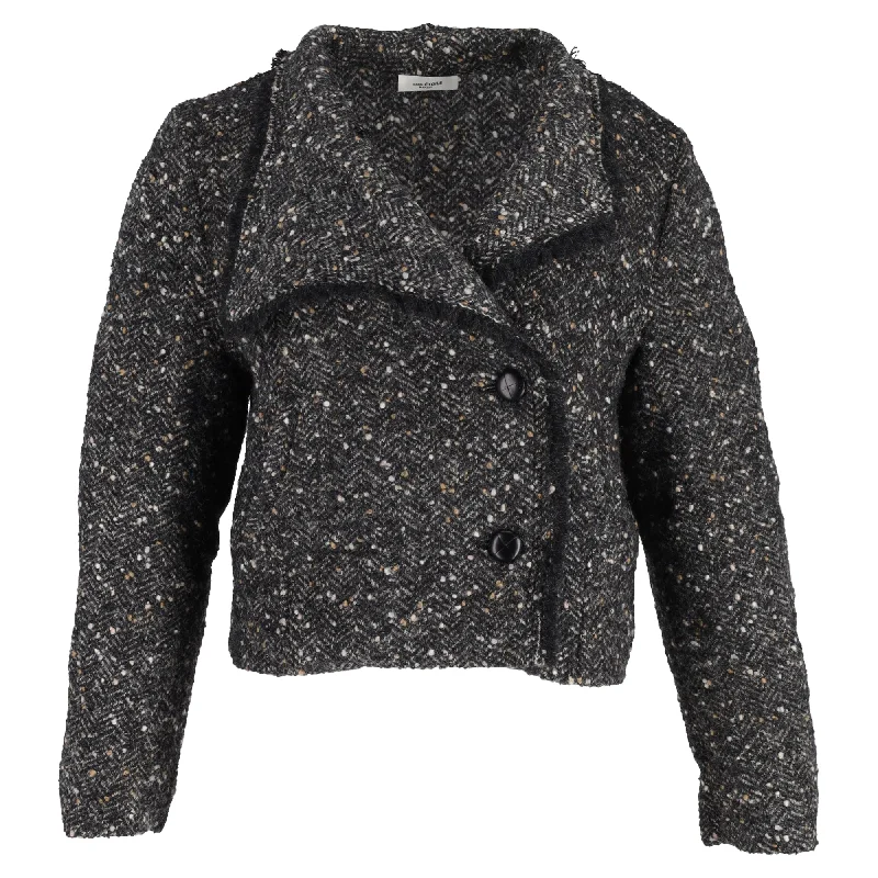 Women's Trendy Clothes Isabel Marant Etoile Edith Tweed Jacket in Black Wool