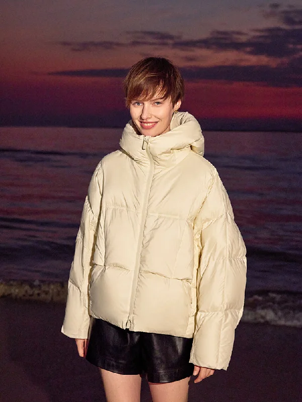 Women's Trendy Clothes Cropped Hooded Goose Down Jacket