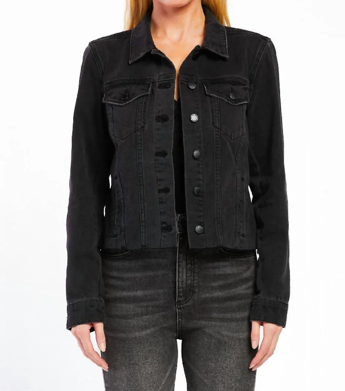 Women's Comfortable Clothes For Weekends Russ Long Sleeve Denim Jacket In Black