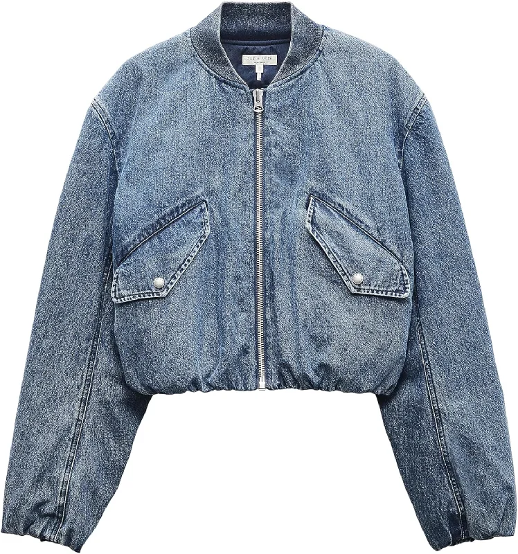 Women's Layered Outfit rag & bone Women's Maggie Cropped Denim Bomber Jacket, Amara