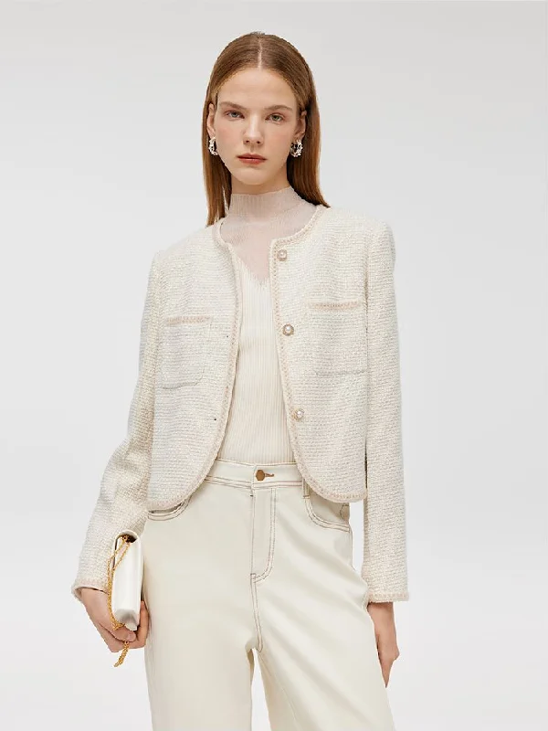 Women's Functional Apparel For Outdoor Activities Tweed Boxy Women Crop Jacket