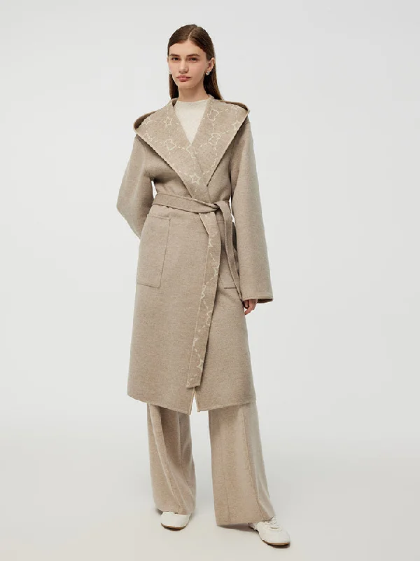 Vintage-Inspired Women's Clothes 100% Wool Reversible Hooded Women Overcoat