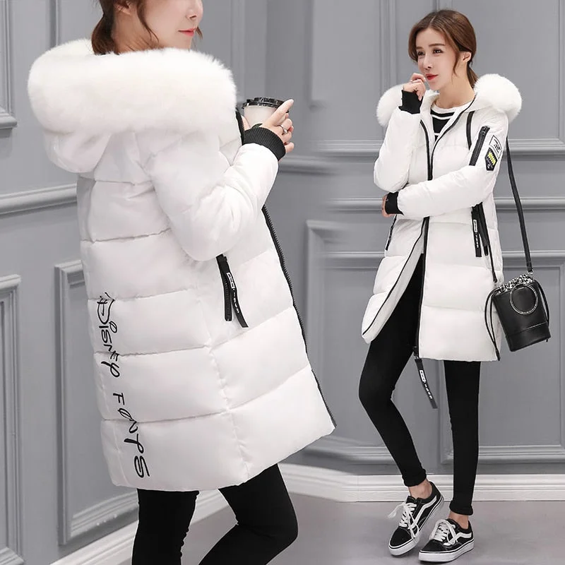 Limited-Time Offers On Elegant And Casual Styles New 2018 autumn Winter women fur collar Long hoodie Down Jacket Plus Size Hooded cotton thick warm Windproof Parkas