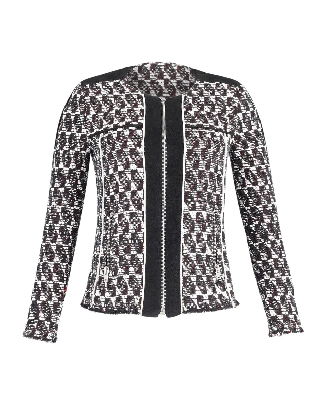Women's Luxury Garments Iro Kamber Tweed Jacket in Black and White Cotton