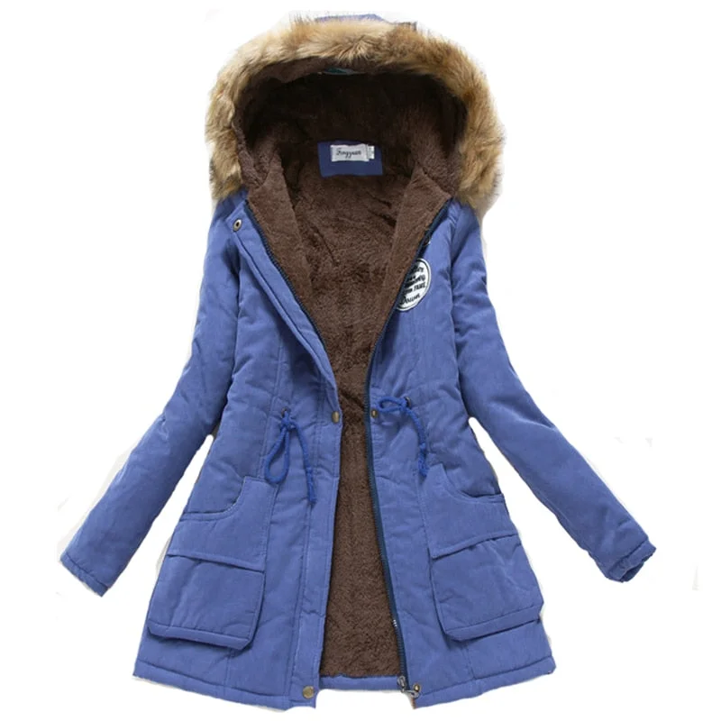 Women's Vintage-Inspired Clothing 2018 women winter thicken warm coat female autumn hooded cotton fur plus size basic jacket outerwear slim long ladies chaqueta
