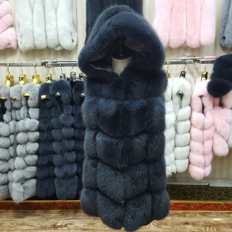 Women's Elegant Clothes Now new brand natural fox fur vest hood thick fur high quality removable hood female fur coat vest Women's Elegant Clothes Now new brand natural fox fur vest hood thick fur high quality removable hood female fur coat vest