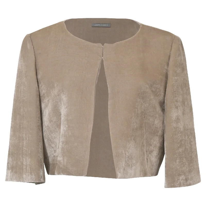 Women's Holiday Apparel Alberta Ferretti Cropped Jacket in Beige Velvet