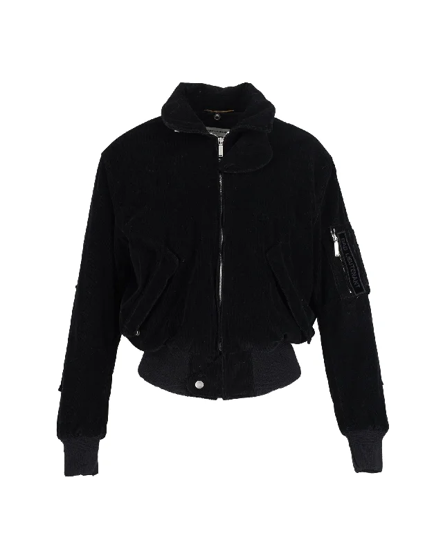 Women's Floral Print Outfit Saint Laurent Corduroy Bad Lieutenant Bomber Jacket in Black Cotton Women's Floral Print Outfit Saint Laurent Corduroy Bad Lieutenant Bomber Jacket in Black Cotton