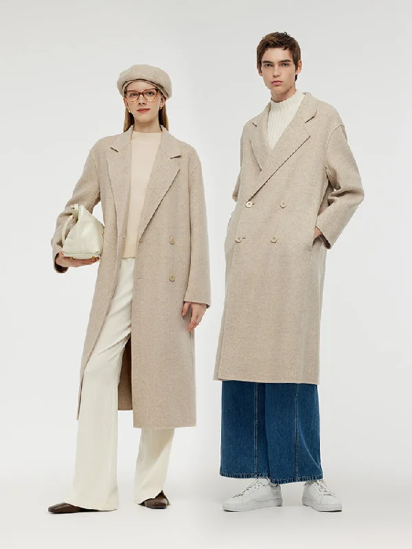Women's Clothing For Casual Outings Wool Cashmere Herringbone Double-Faced Unisex Coat Women's Clothing For Casual Outings Wool Cashmere Herringbone Double-Faced Unisex Coat