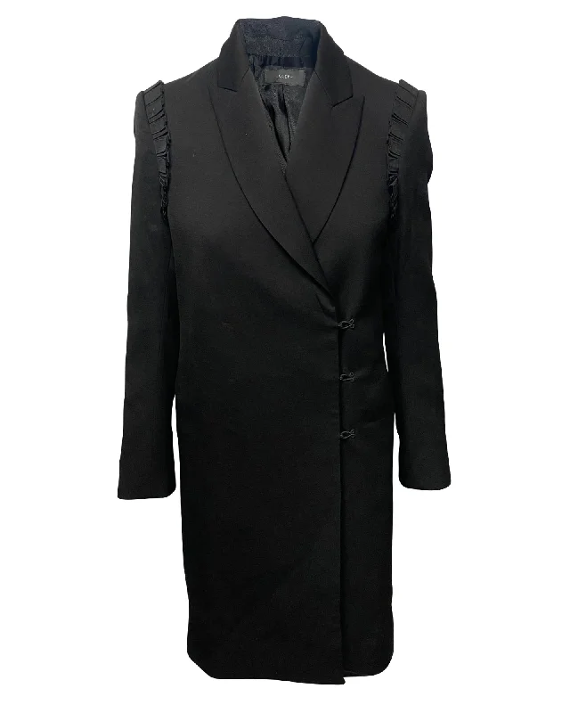 Charming Women's Clothes For Special Events Joseph Ruffled Coat in Black Wool