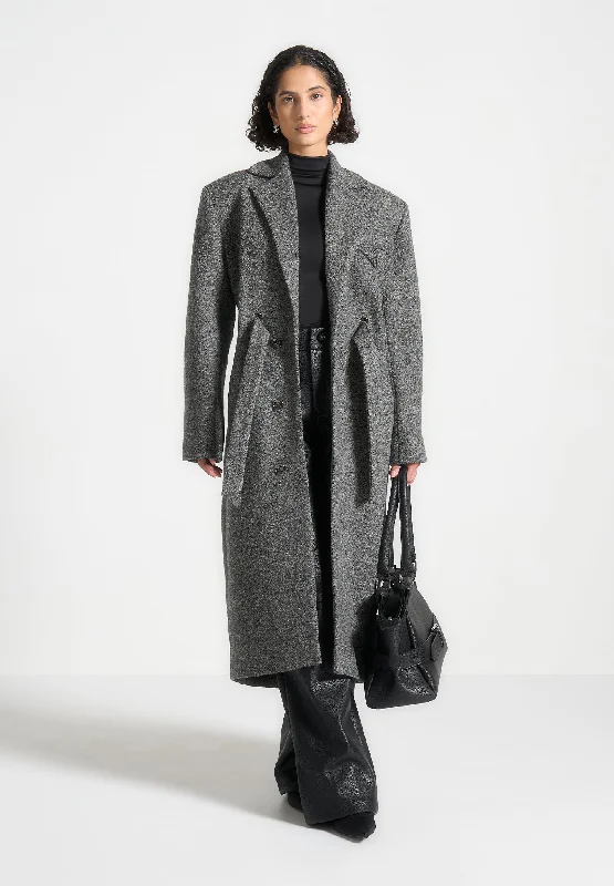 Limited-Time Clothing Sale – Grab Your Favorites Today Boxy Wool Belted Coat - Grey