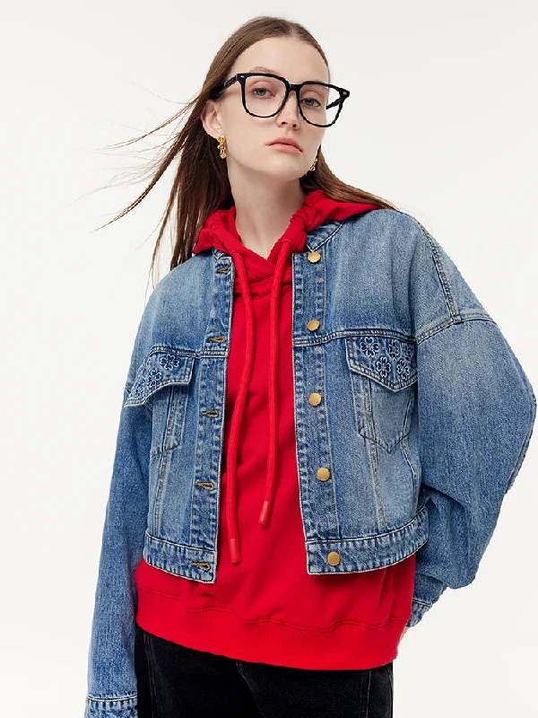 Women's Outfit 100% Cotton Denim Women Crop Jacket