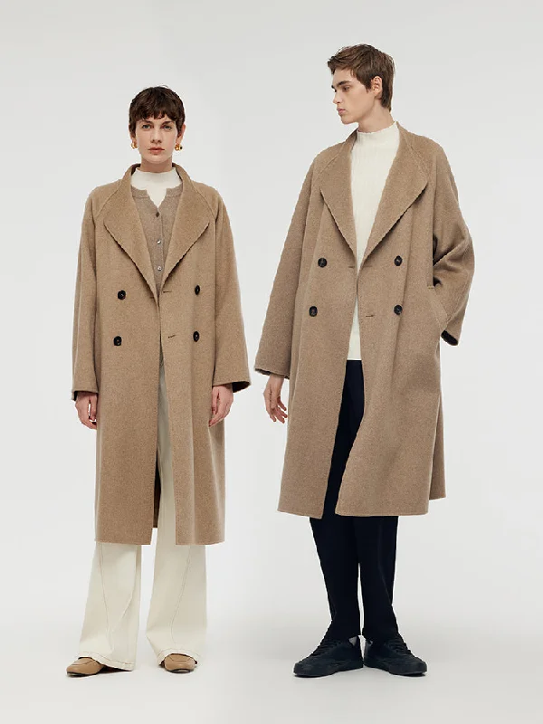 Women's Clothing For Casual Outings 100% Cashmere Lapel Unisex Overcoat