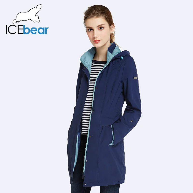 Affordable Women's Apparel ICEbear 2018 Womens Coat High Quality Autumn And Spring Long Trench Coat For Women Windbreaker Hat Detachable 17G116D