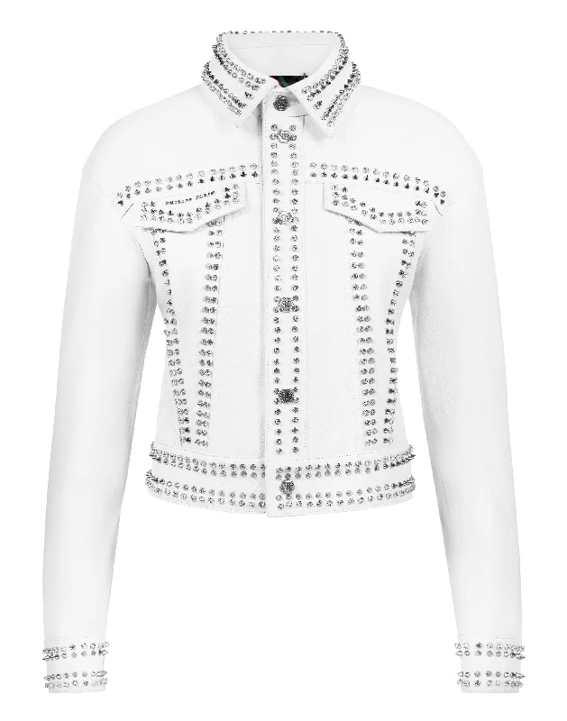 Women's Seasonal Apparel Leather Jacket Studs skull