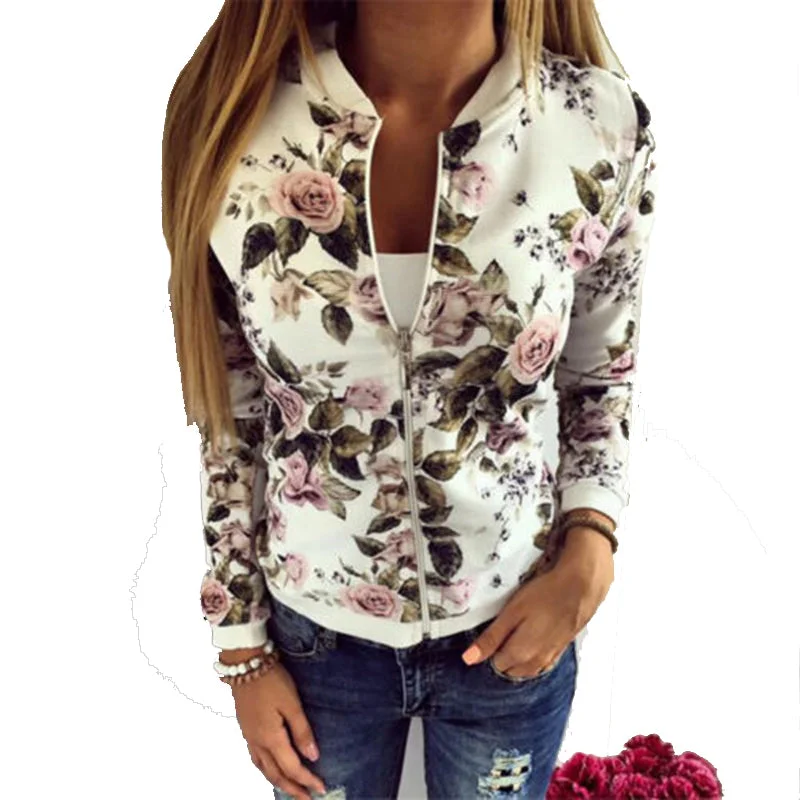 Women's Clothes For Special Occasions Women Jacket Brand Tops Flower Print Girl Plus Size Casual baseball Sweatshirt Button Thin Bomber Long Sleeves Coat Jackets Women's Clothes For Special Occasions Women Jacket Brand Tops Flower Print Girl Plus Size Casual baseball Sweatshirt Button Thin Bomber Long Sleeves Coat Jackets
