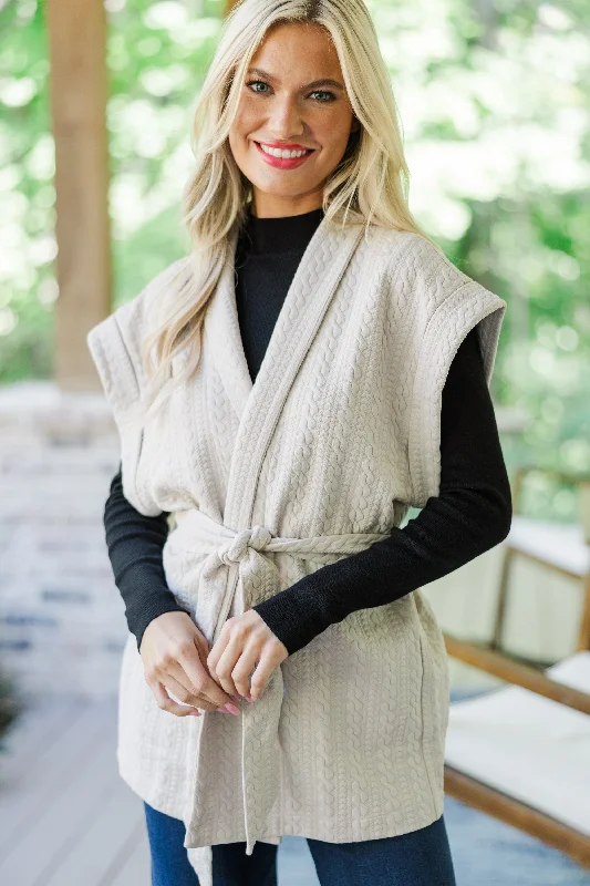 Women's Evening Garments Can't Leave You Cream Textured Vest Jacket