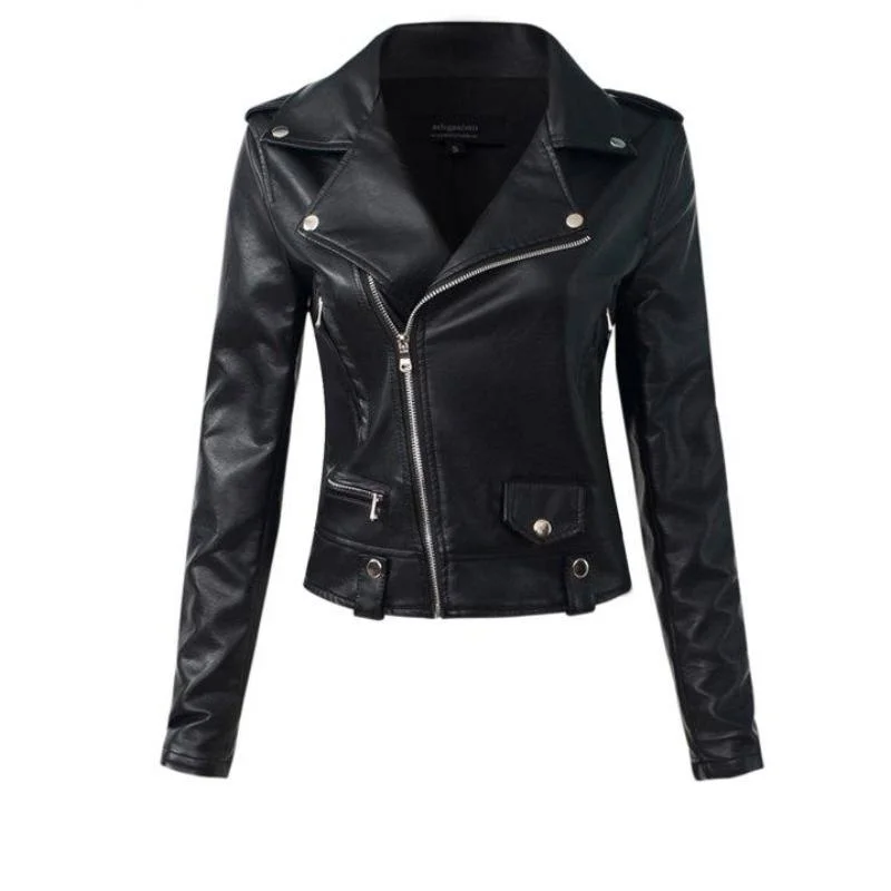 Women's Clothing For Everyday Wear Aelegantmis Casual PU Leather Jacket Women Classic Zipper Short Motorcycle Jackets Lady Autumn Winter Basic Leather Coat Black Women's Clothing For Everyday Wear Aelegantmis Casual PU Leather Jacket Women Classic Zipper Short Motorcycle Jackets Lady Autumn Winter Basic Leather Coat Black