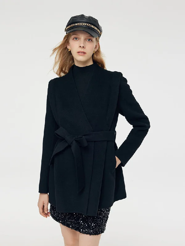 High-End Fashion, Low-End Prices – Sale Happening Now Tencel Wool Women Mid-Length Wrap Coat