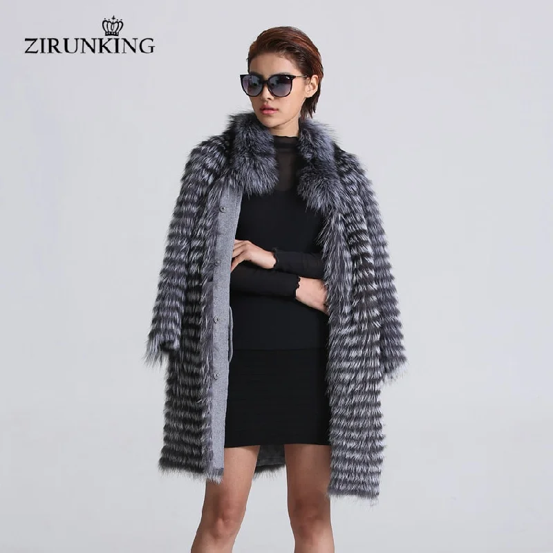 Casual Clothes For Women ZIRUNKING Women Real Silver Fox Fur Coats Fashion Fur Jacket Striped Style Overcoat Women Fox Fur Outerwear Clothes ZCW-02YL Casual Clothes For Women ZIRUNKING Women Real Silver Fox Fur Coats Fashion Fur Jacket Striped Style Overcoat Women Fox Fur Outerwear Clothes ZCW-02YL