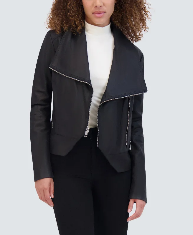 Women's Date Night Outfit Hattie Asymmetrical Leather Jacket