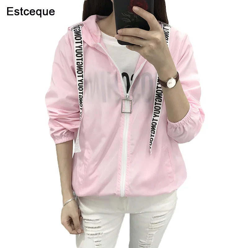 Women's Casual Apparel For Weekends Jackets Women 2018 New Fashion Bomber Jacket Women's Hooded Basic Jacket Casual Thin Windbreaker Female Outwear Women Coat Women's Casual Apparel For Weekends Jackets Women 2018 New Fashion Bomber Jacket Women's Hooded Basic Jacket Casual Thin Windbreaker Female Outwear Women Coat