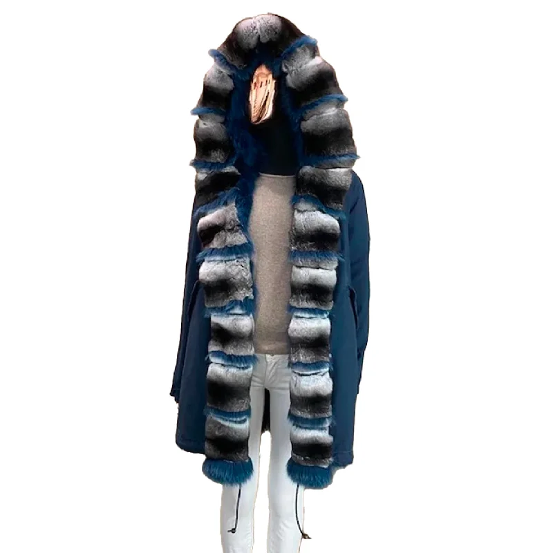 Women's Seasonal Clothing Stone Blue Navy Zarina Parka Midi With Fur Stone Blue Navy/natural/navy Women's Seasonal Clothing Stone Blue Navy Zarina Parka Midi With Fur Stone Blue Navy/natural/navy