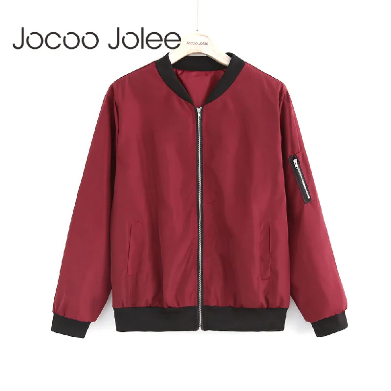 Women's Comfy Loungewear Outfit Jocoo Jolee Fashion Bomber Jacket Women Long Sleeve Basic Coats Casual Windbreaker Thin Slim Outerwear Short Jackets 2018 Women's Comfy Loungewear Outfit Jocoo Jolee Fashion Bomber Jacket Women Long Sleeve Basic Coats Casual Windbreaker Thin Slim Outerwear Short Jackets 2018