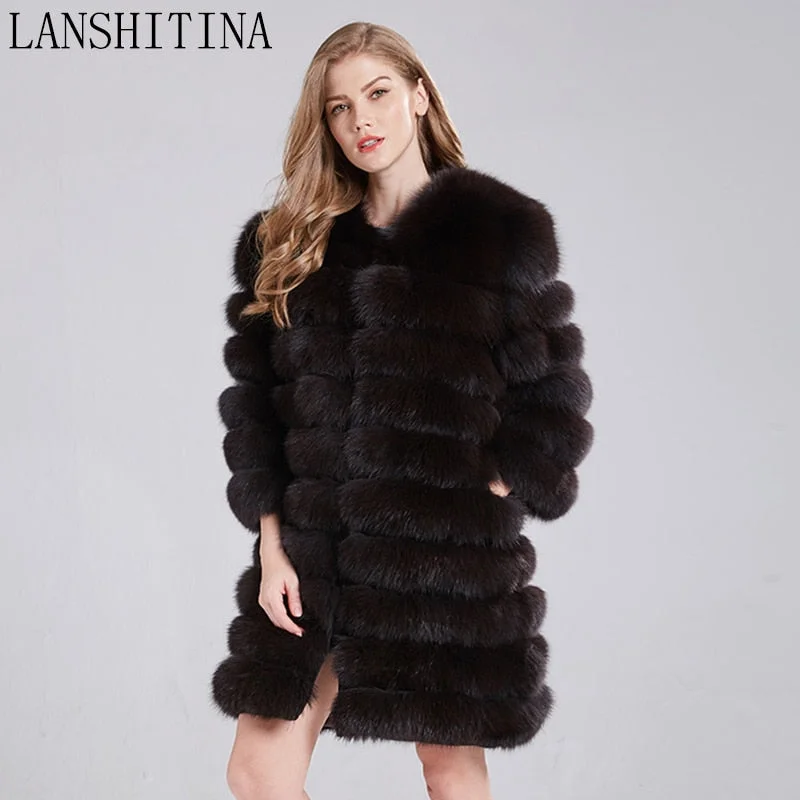Women's Elegant Apparel Real Fox Fur Jacket Natural Fur Coats Vest Real 2018 new style Long Coat Winter Warm Coat Natural fur coat Real Fox Fur Vest