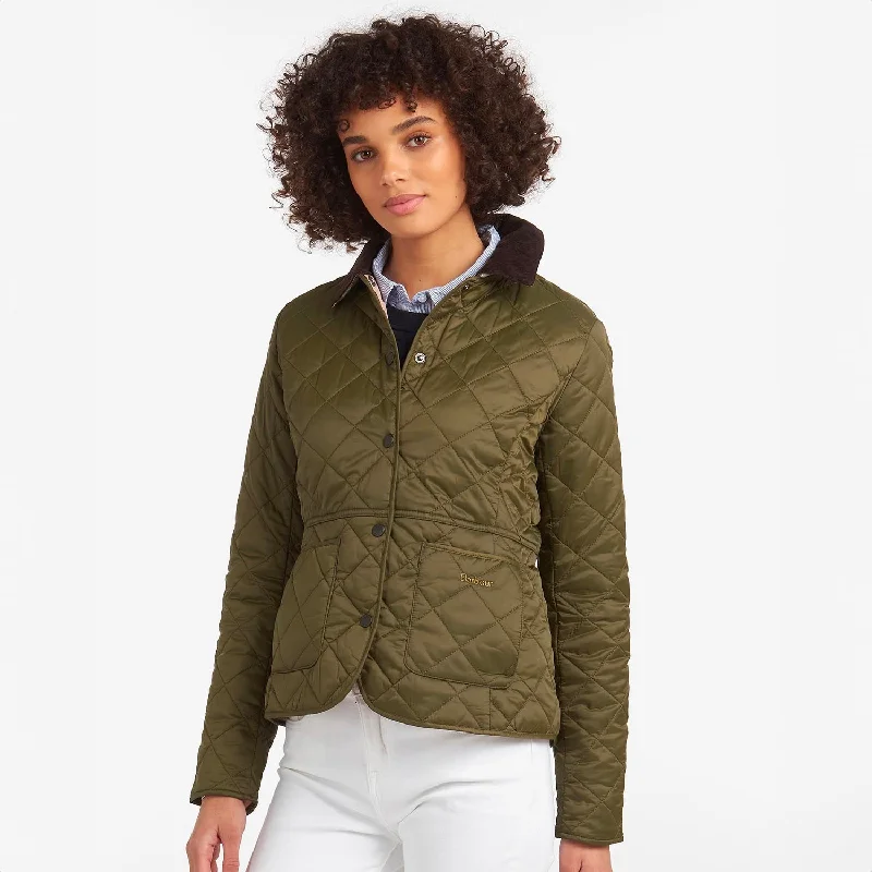 Women's Elegant Evening Outfit Deveron Quilted Jacket Olive / Pale Pink
