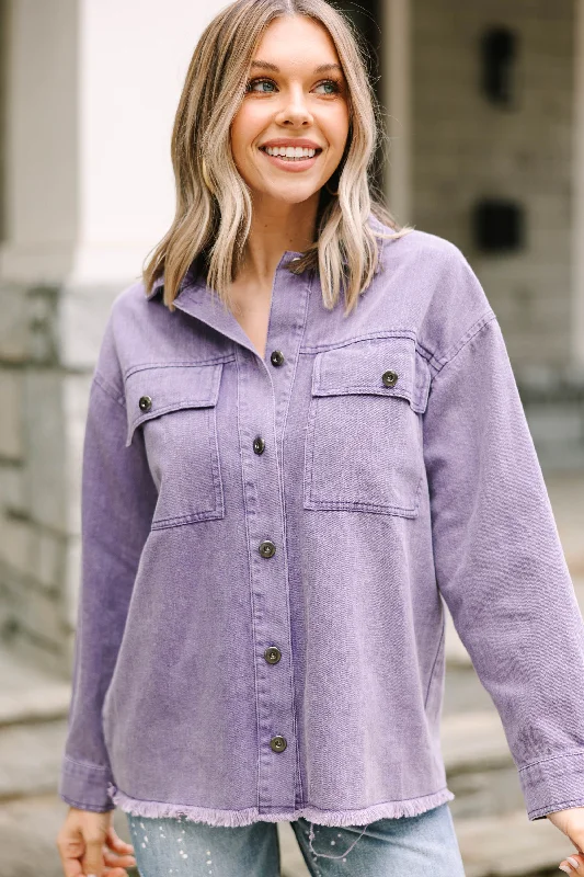 Modern Women's Apparel Easy Moves Dusty Purple Denim Jacket