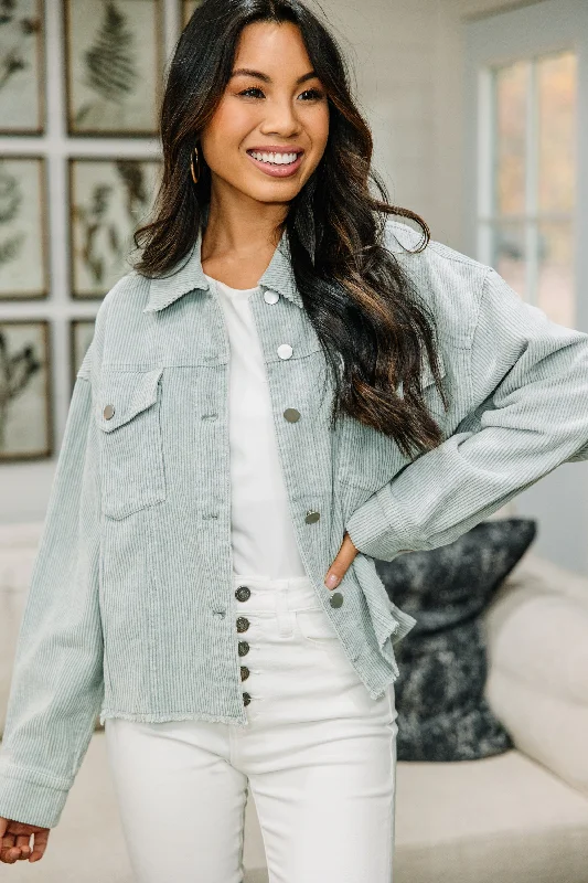 Women's Layered Outfit All I Want Sage Green Corduroy Jacket