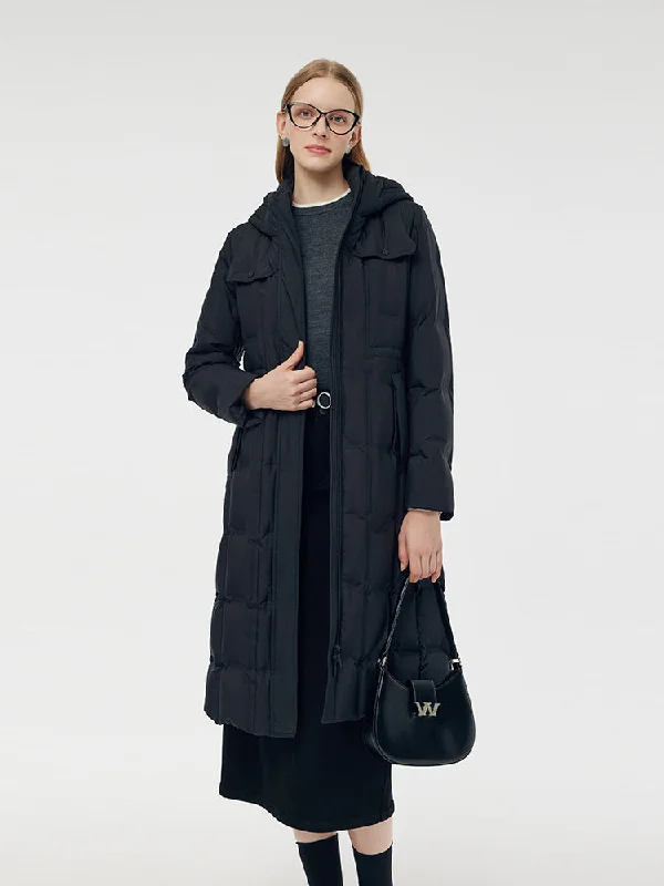 Women's Active Garments For Workouts Longline Hooded Goose Down Coat